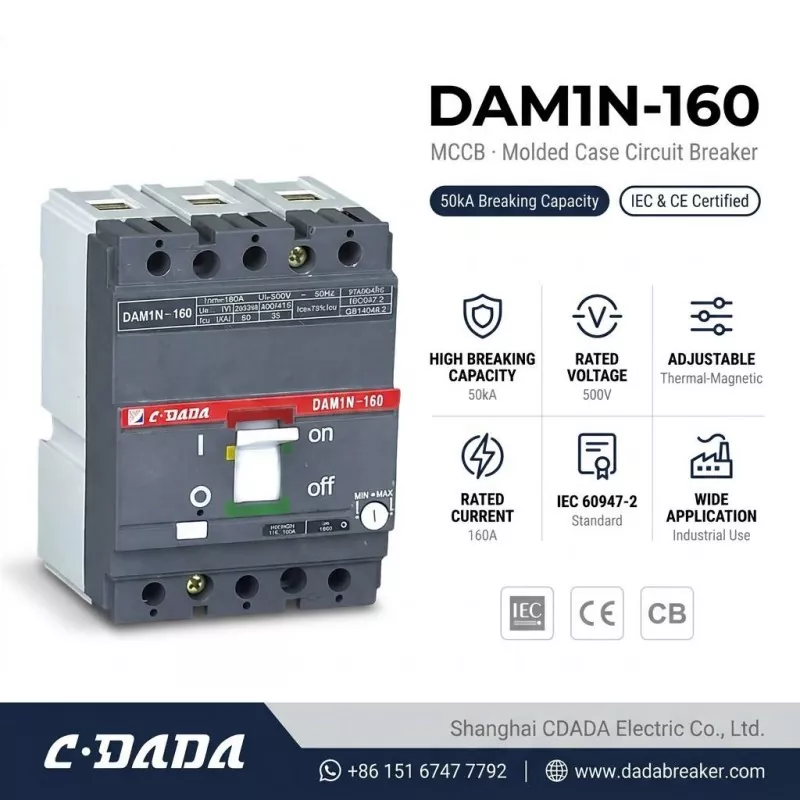 CDADA تطلق قاطع الدائرة DAM1N-160 160A MCCB عالي السعة