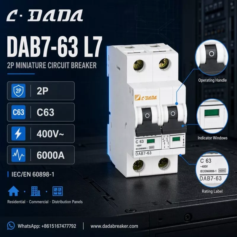 DAB7-63 L7 2P MCB - حماية واضحة ومدمجة للوحات التوزيع